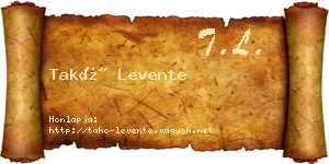 Takó Levente névjegykártya